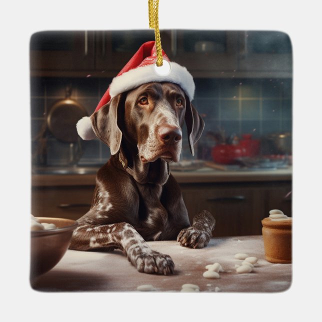 Tyska Shorthar Pointer-julcookies Julgransprydnad Keramik (Framsida)