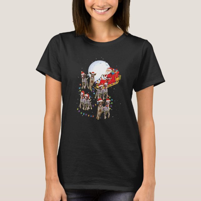 Tyska Shorthar Pointer-jultomten Sleigh T Shirt (Framsida)