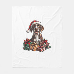 Tyska Shorthar Pointer Santa Hat-julen Fleecefilt
