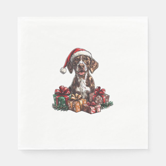 Tyska Shorthar Pointer Santa Hat-julen Pappersservett (Framsidan)