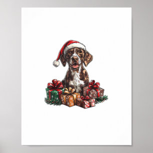Tyska Shorthar Pointer Santa Hat-julen Poster