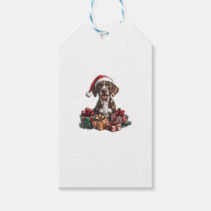 Tyska Shorthar Pointer Santa Hat-julen Presentetikett