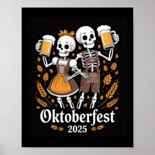 Tyska Skeleton Halloween Lederhosen Funny 2025 Poster