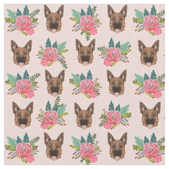 Tyska skvallerska hund rosa blommigt tyg (Närbild)