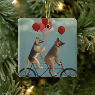 Tyska skvallertandem julgransprydnad keramik