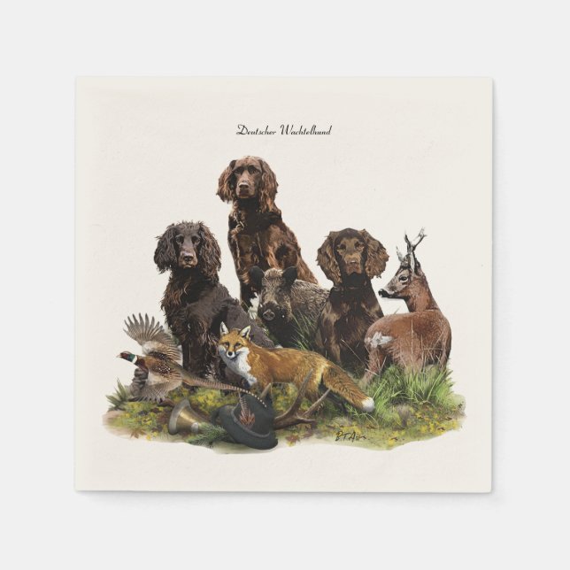 Tyska Spaniel (  Deutscher Wachtelhund ) Pappersservett (Framsidan)