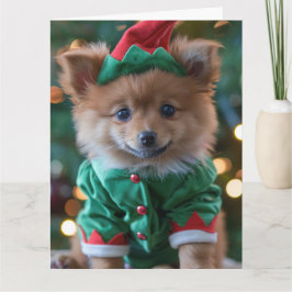 Tyska Spitz Elf Puppy-julkort Kort