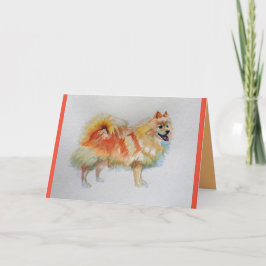 Tyska Spitz Hund Watercolor pet Hälsning Card Kort
