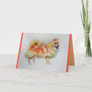 Tyska Spitz Hund Watercolor pet Hälsning Card Kort