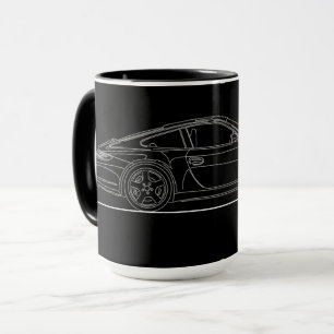 Tyska sportbilen 997 Line Teckning Mugg