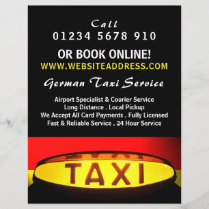 Tyska Taxi-Flagga med Prisare lista Reklamblad