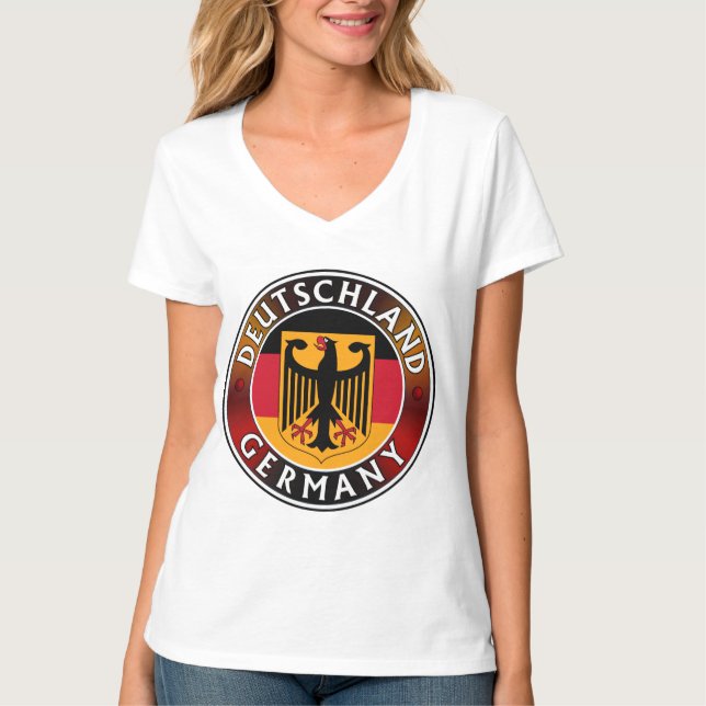 Tyska Tysklanda slättlandet, tyska Flagga och Eagl T Shirt (Framsida)