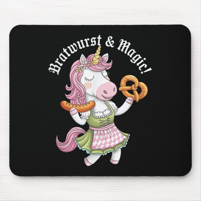 Tyska Unicorn Drindl Bratwurst Magic Funny Kids _ Musmatta (Framsidan)