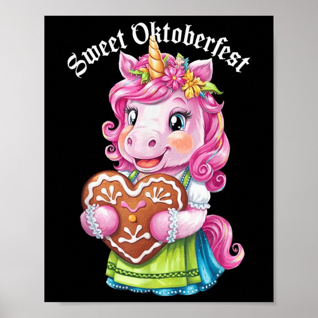 Tyska Unicorn Drindl Funny Kids Sweet Poster (Framsidan)