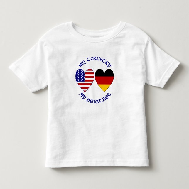 Tyska USA flagga Hearts Land Heritage T Shirt (Framsida)