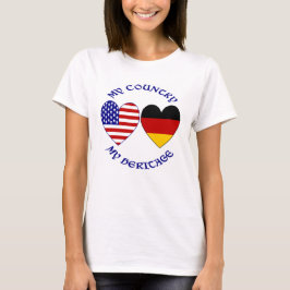 Tyska USA flagga Hearts Land Heritage Women's T Shirt