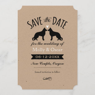 Tyska vallhundssilhuetter Bröllop Save the Date Spara Datumet