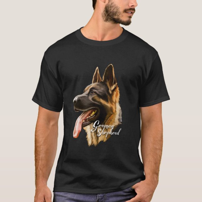 Tyska Vassa shepherd Hund s Hundar Tee Shirt Gifts (Framsida)