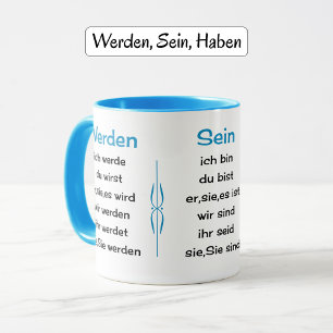Tyska verbs undervisar och lärer mugg
