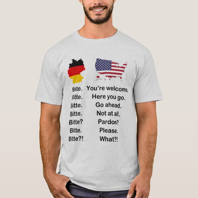 Tyska vs. Engelska - Bitte Please T-Shirt (Framsida)