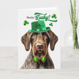 Tyska Wirehair Hund Feelin' Lucky St patrick's day Helgkort