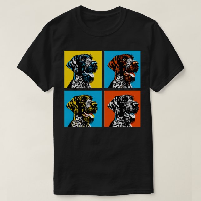 Tyska Wirehsted Pointer Art Hund älskare Gifts 4 T Shirt (Design framsida)
