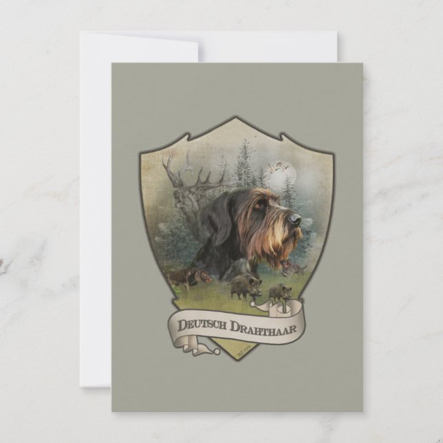 Tyska Wirehsted Pointer, Boar Hunting Kort (Framsida)