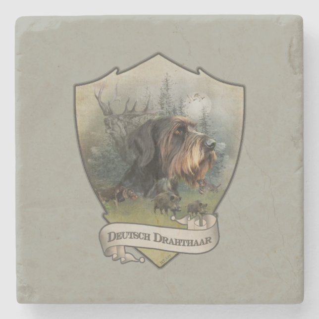 Tyska Wirehsted Pointer, Boar Hunting Stenunderlägg (Framsidan)