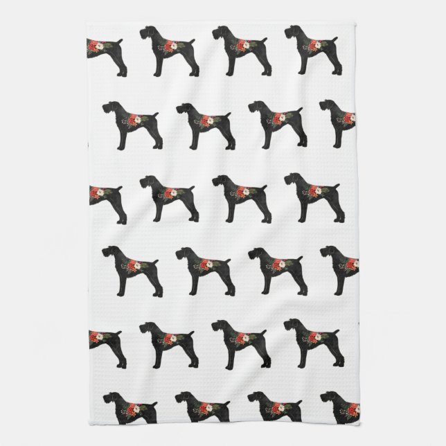 Tyska Wirehsted Pointer Boho Blommigt Silhouette Kökshandduk (Vertikal)