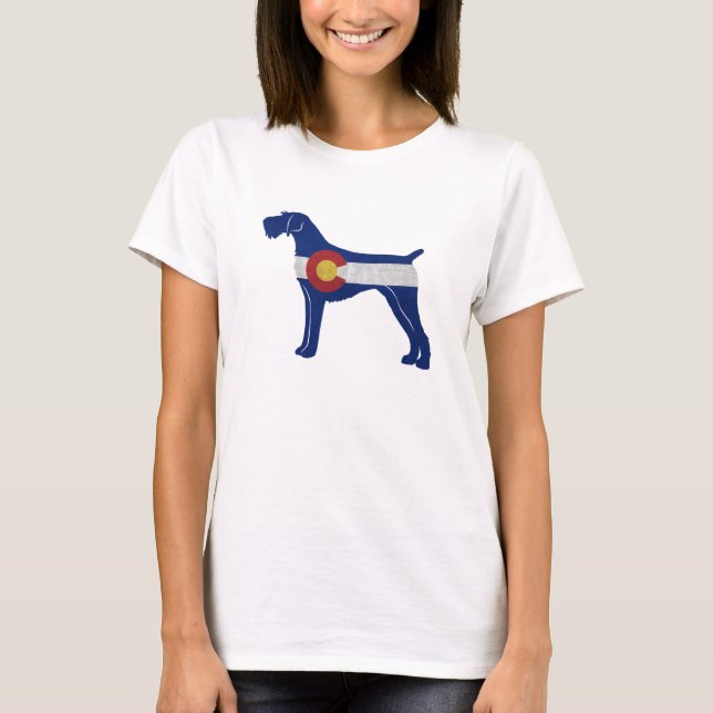 Tyska Wirehsted Pointer Colorado Flagga T Shirt (Framsida)