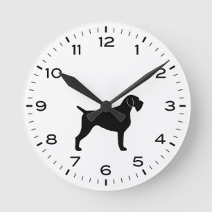 Tyska Wirehsted Pointer Hund Silhouette Rund Klocka