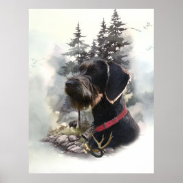 Tyska Wirehved Pointer, GWP Poster