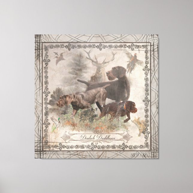 Tyska Wirehved Pointer Tapestry Faux Canvas Pr (Framsida)