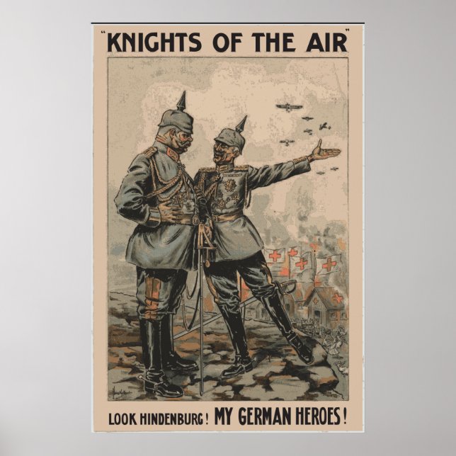 Tyska WW1 Poster Knight från Luft (Framsidan)