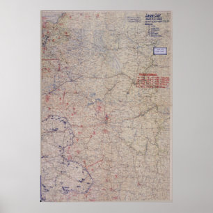 Tyska WW2-slaget Karta! Ryssland! Poster