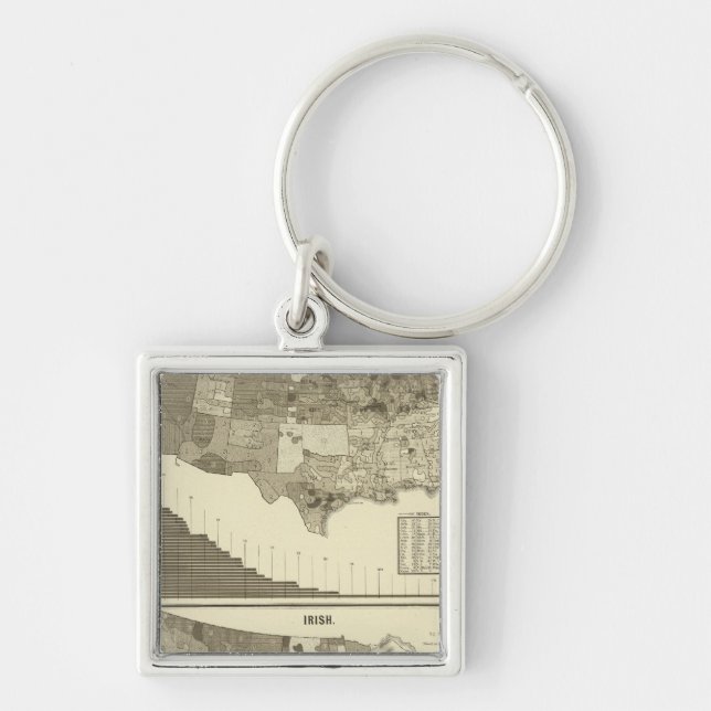Tyskar, iriska fyrkantig silverfärgad nyckelring (Framsidan)