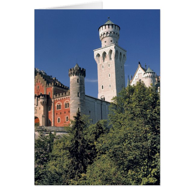 Tyskland, Bayern, Neuschwanstein slott. Hälsningskort (Framsidan)