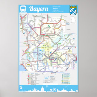 " Tyskland: BAYERN Schiennetz RAILmap ... Poster