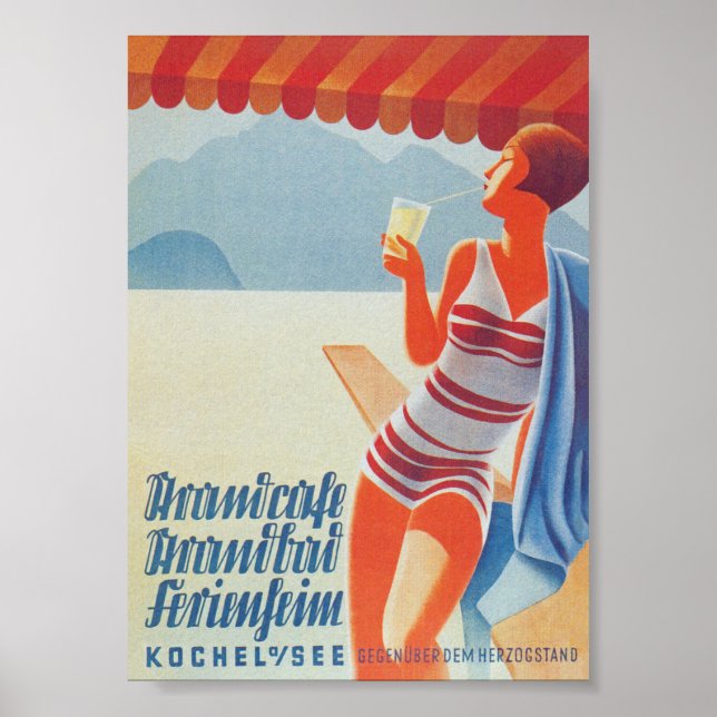 Tyskland, Beach, Vintage resor Poster (Framsidan)