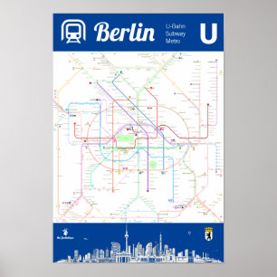 " Tyskland: BERLIN U-Bahn Metro KARTA ... Poster