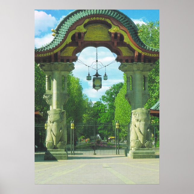 Tyskland, Berlin, Zoo, Elephant Entrance Poster (Framsidan)