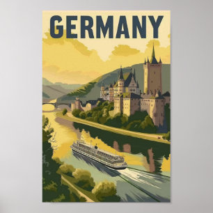 Tyskland Berömd för Castle Vintage Travel Ställe Poster