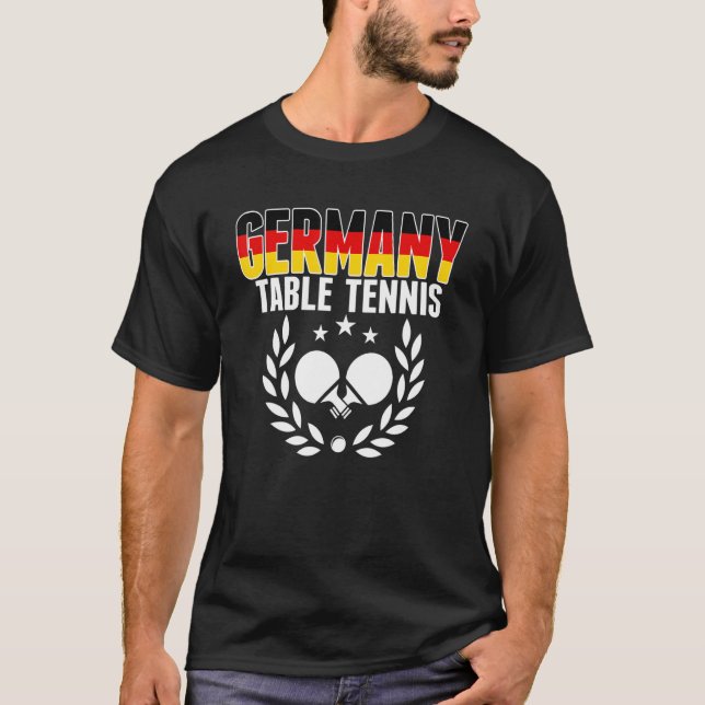 Tyskland Bord Tennis German Ping Pong Team Suppo T Shirt (Framsida)