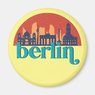 Tyskland City Skyline Retro Cityscape Art Magnet