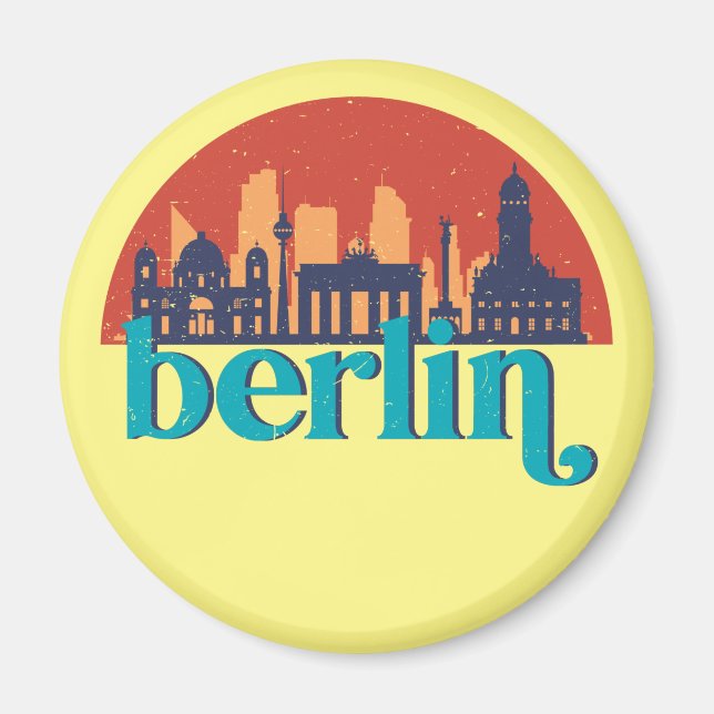Tyskland City Skyline Retro Cityscape Art Magnet (Framsidan)
