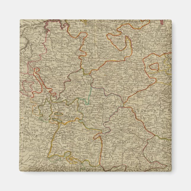Tyskland färgad atlas karta magnet (Framsidan)