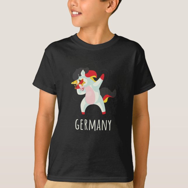 Tyskland Flagga Dabbing Unicorn T Shirt (Framsida)