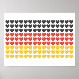 TYSKLAND FLAGGA HEARTS POSTER