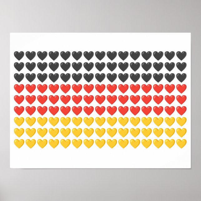 TYSKLAND FLAGGA HEARTS POSTER (Framsidan)
