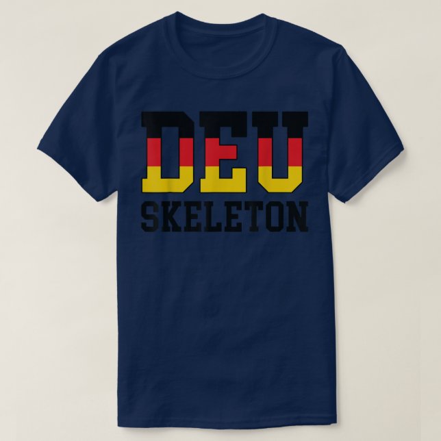 Tyskland Flagga Musher German DEU Skeleton  T Shirt (Design framsida)